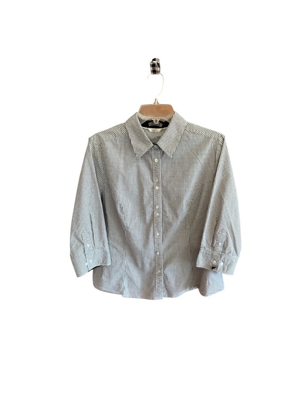 Riders Instantly Slims You, White and Black Gingham Button Up Women's Blouse XL - Picture 2 of 7